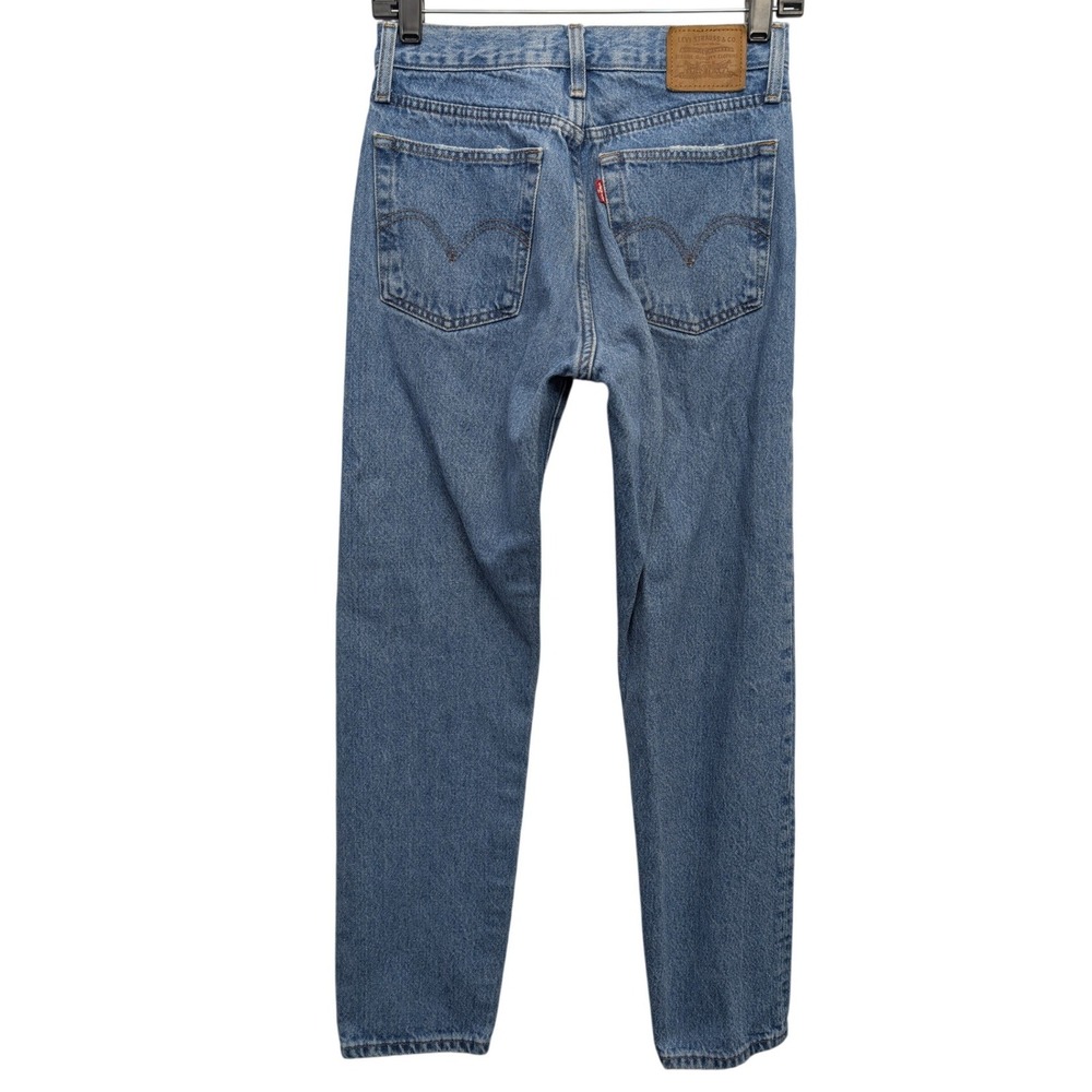 Levi's Premium Wedgie Straight Jeans Womens 26 Blue Distressed High Rise - Picture 3 of 16